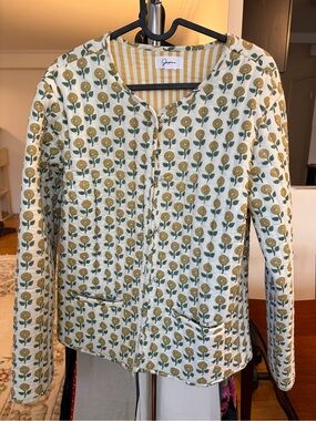 Japna Cream Fall Jacket with Mustard Floral Print